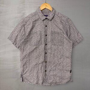 Patagonia Shirt Men Small Short Sleeve Hemp Blend Organic Cotton Back Step‎ Grey